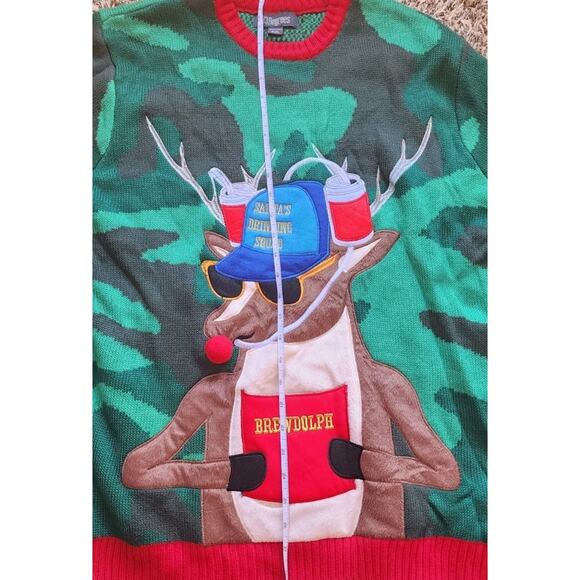Sweater Mens XXL Ugly Christmas Brewdolph Rudolph Santa Drinking Camo 2XL Blizz - Picture 5 of 9